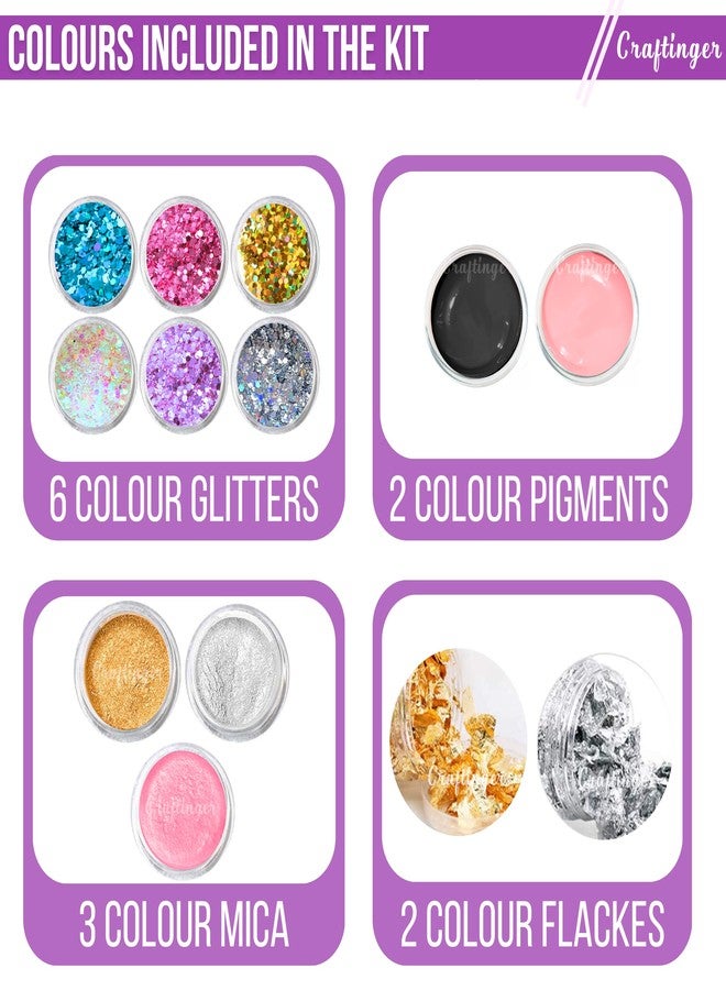 Craftinger Upgraded All in one Kit with 200Gm Resin & 5 Moulds for Keychain Pendant Earring Bookmark Making Kit, multicolor - Image 5